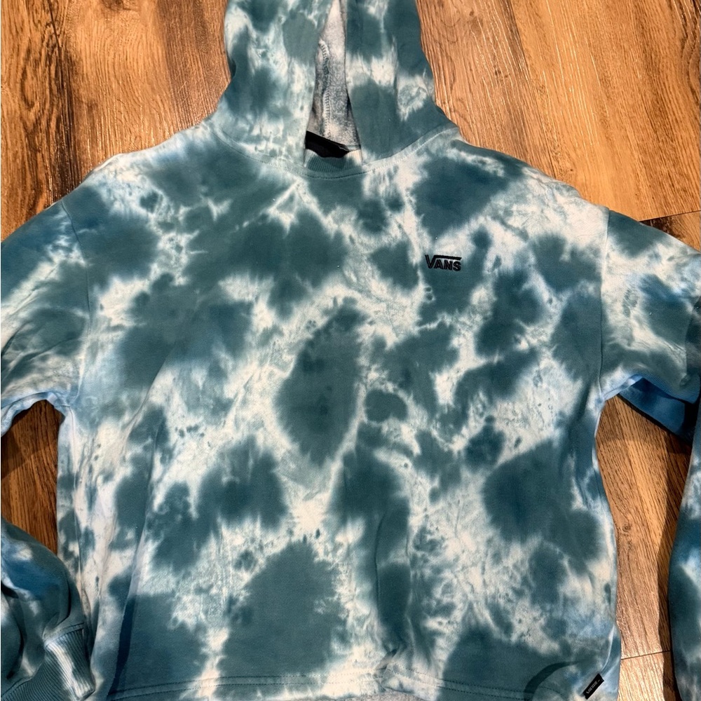 Vans cropped Teal and White Tie-Dye Hoodie